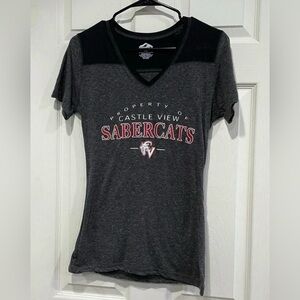CastleView Sabercats Womens T Shirt Tee Charm V-Neck